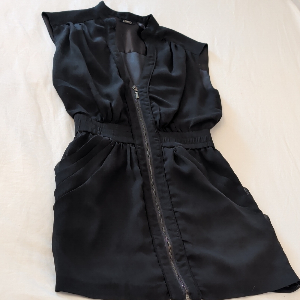 Guess Black Mini Dress with Zipper Detail